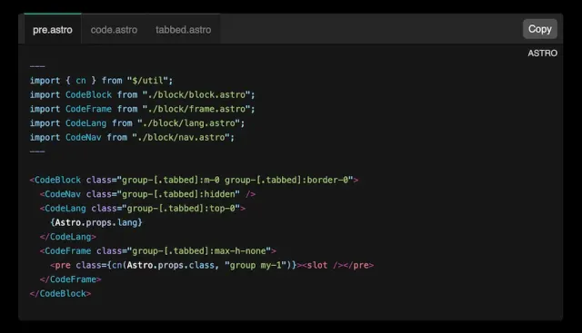 Astro Tabbed Code Block